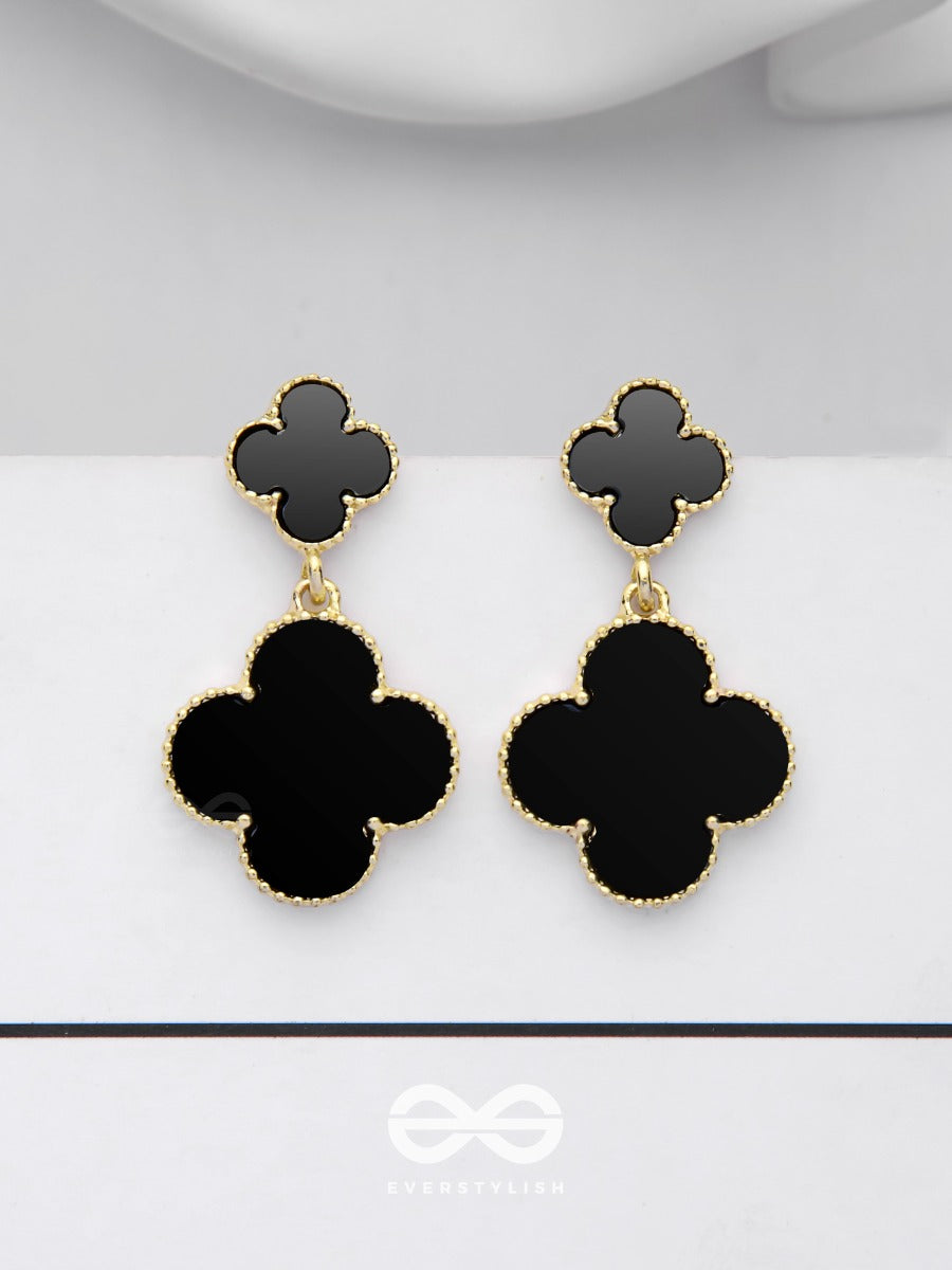 Good Luck Charm - Golden & Black Drop Earrings