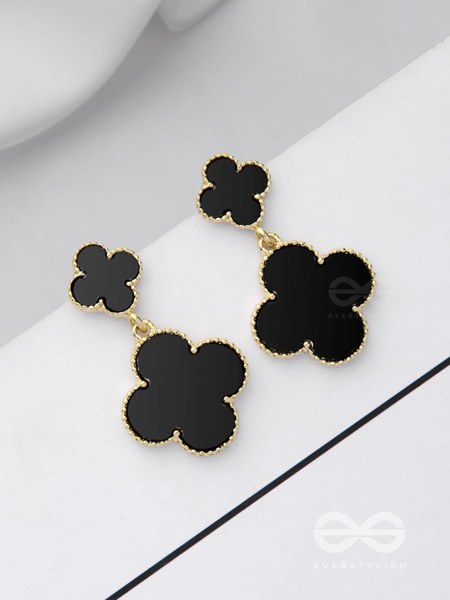 Good Luck Charm - Golden & Black Drop Earrings