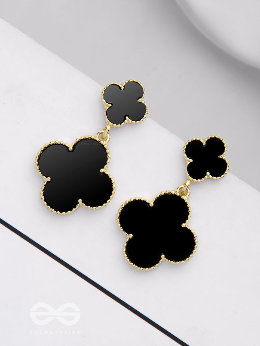Good Luck Charm - Golden & Black Drop Earrings