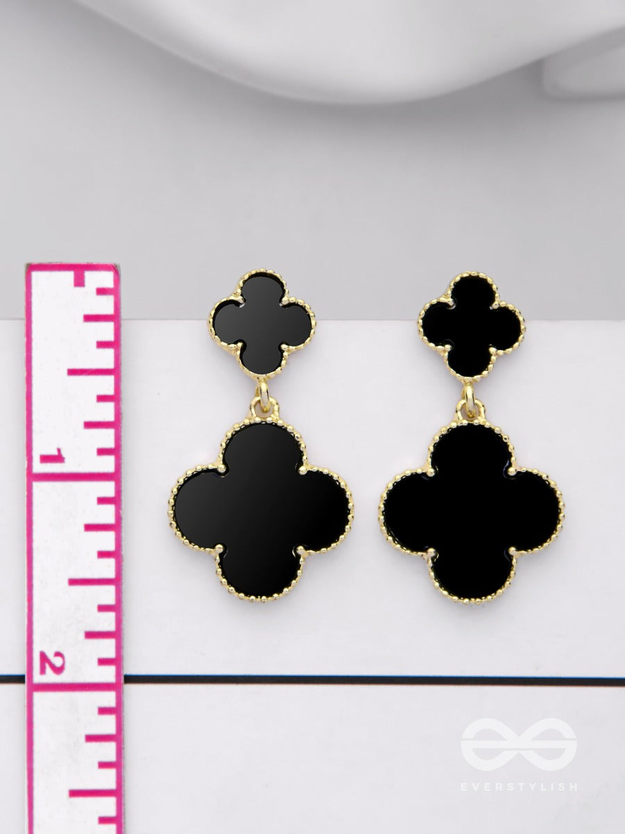 Good Luck Charm - Golden & Black Drop Earrings
