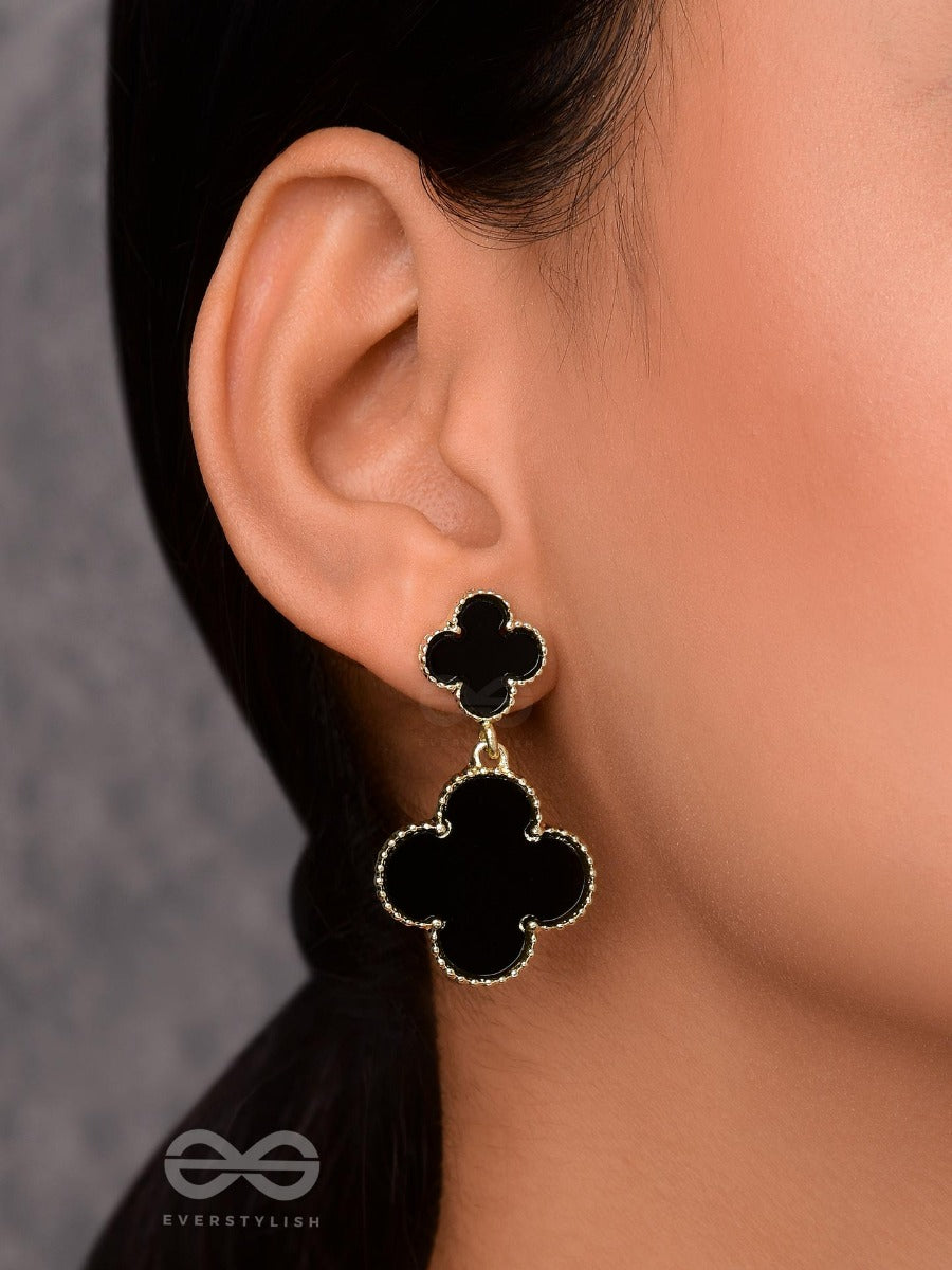 Good Luck Charm - Golden & Black Drop Earrings
