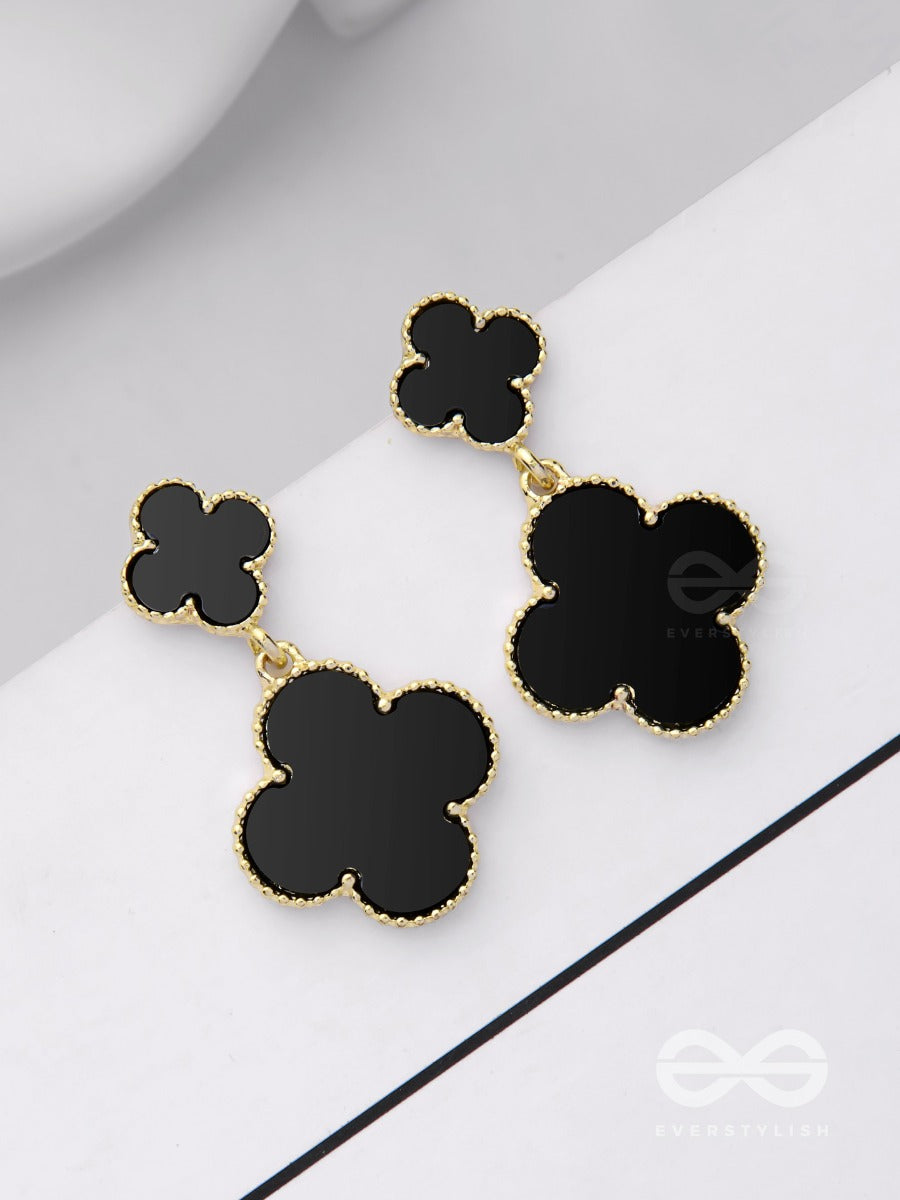 Good Luck Charm - Golden & Black Drop Earrings