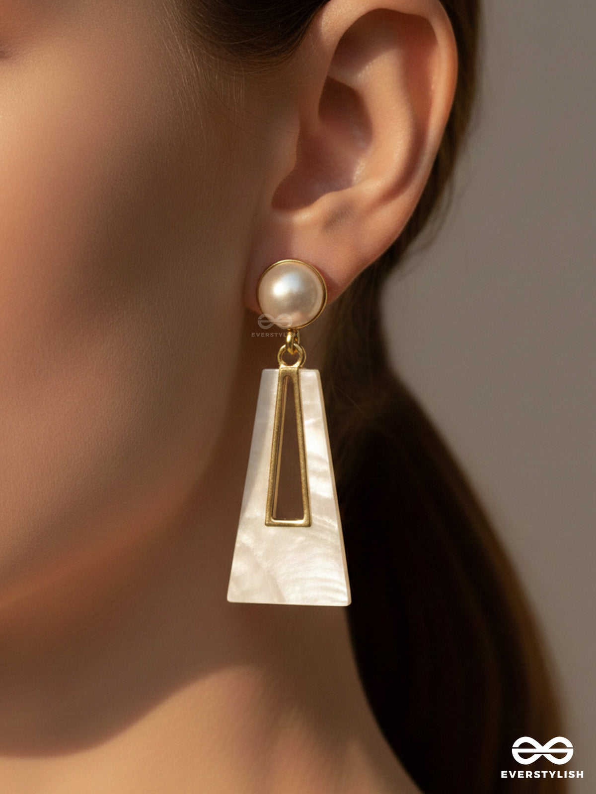 A Sass A Day - White & Golden Drop Earrings