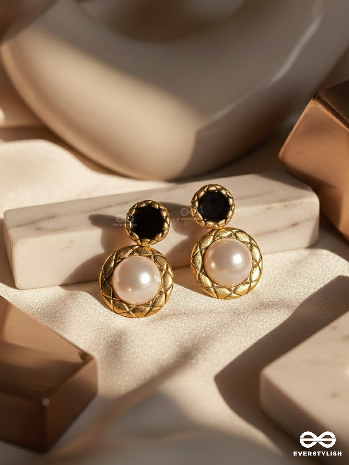 Midnight Pearl - Statement Drop Earrings