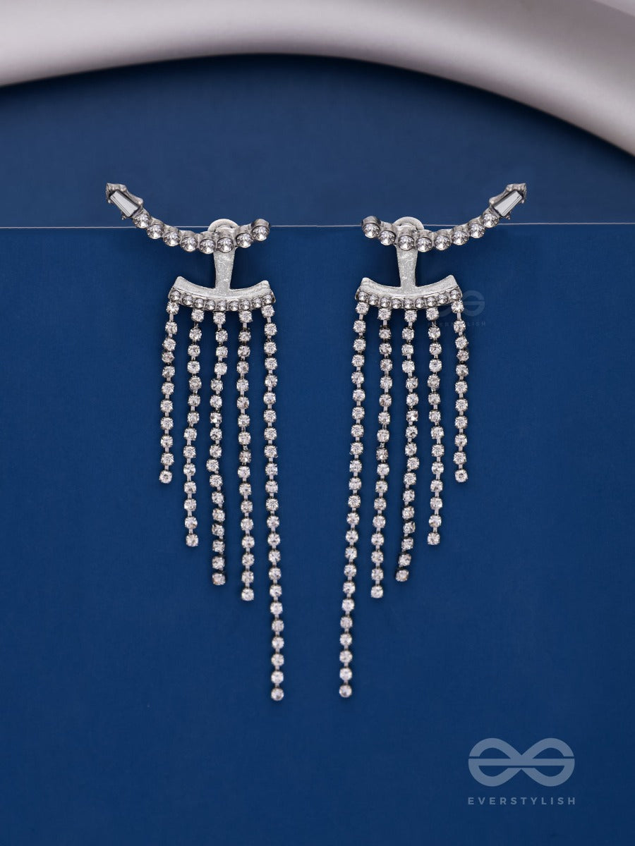 Studded-De-Luxe - Silver Sparkling Ear Jackets