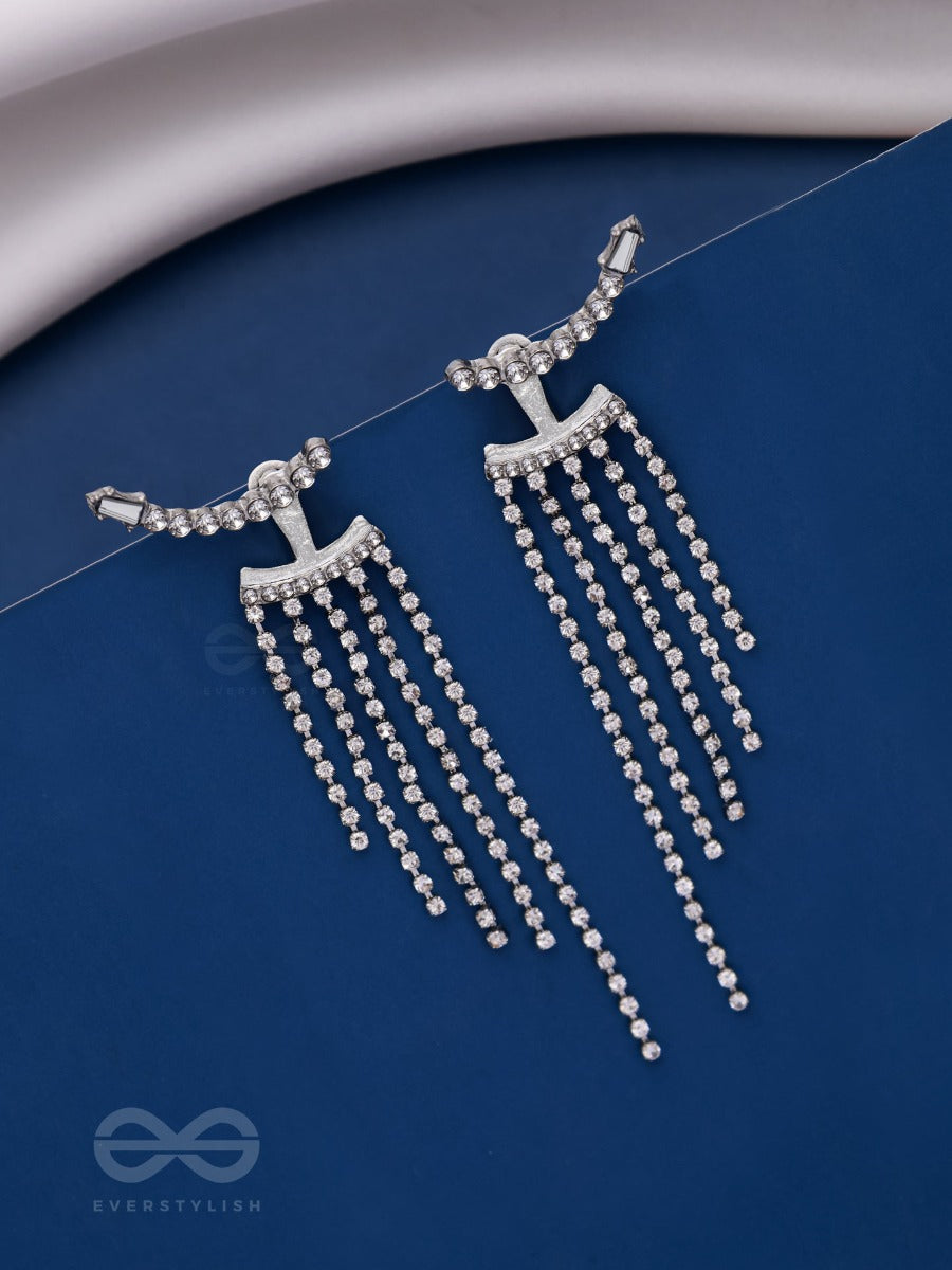 Studded-De-Luxe - Silver Sparkling Ear Jackets