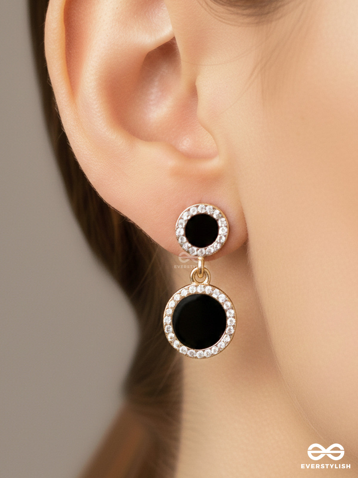 Midnight Enchantment - Golden And Black Drop Earrings