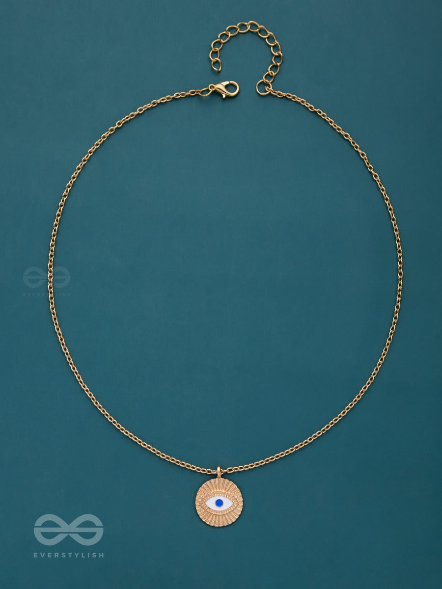 An Eye For An Eye - Golden Casual Neckpiece With Anti-Tarnish Coating