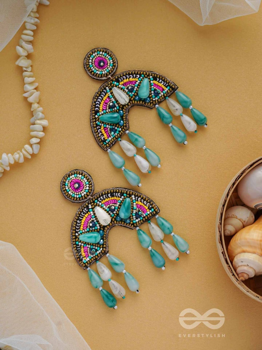 Samanvita - The Harmonious Melange - Sequins, Beads And Marble Drop Embroidered Earrings (Multicolor)