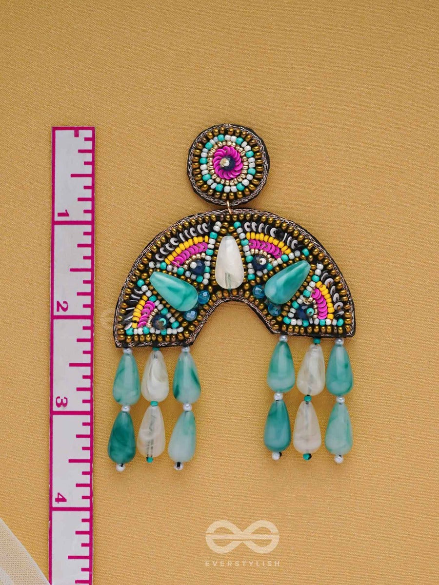 Samanvita - The Harmonious Melange - Sequins, Beads And Marble Drop Embroidered Earrings (Multicolor)
