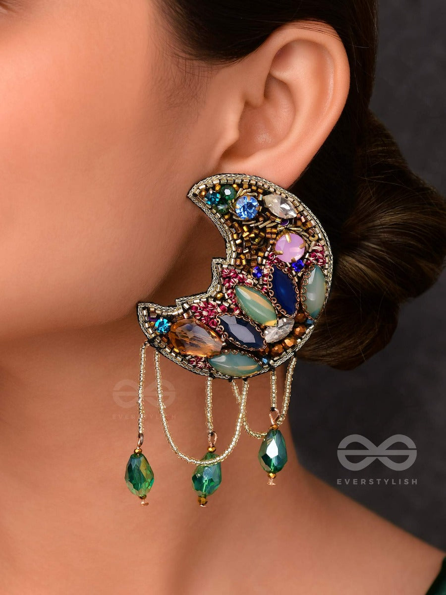 Kiranmayi - The Moon Rays - Cut Dana, Glass Drop And Stone Embroidered Earrings (Multicolor)