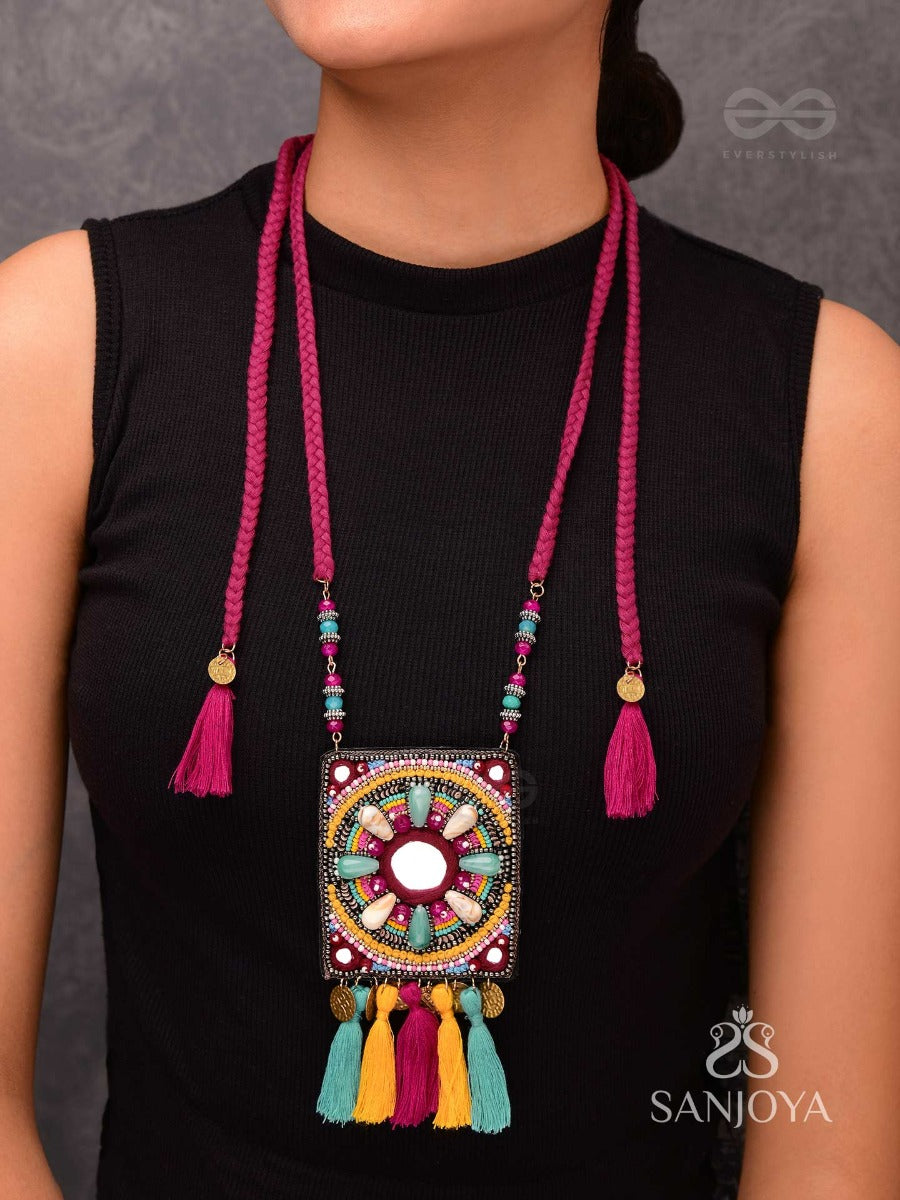 Abhati - The Bright Appearing - Beads, Sequins, Mirror And Metal Coins Embroidered Neckpiece