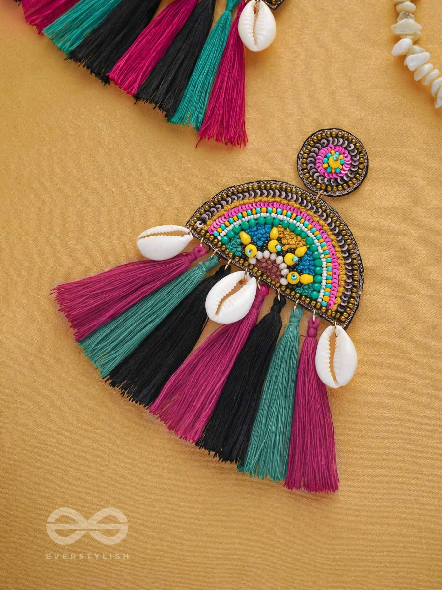 Vilasita - The Enchanting Splendor - Beads, Sequins And Shells Embroidered Earrings