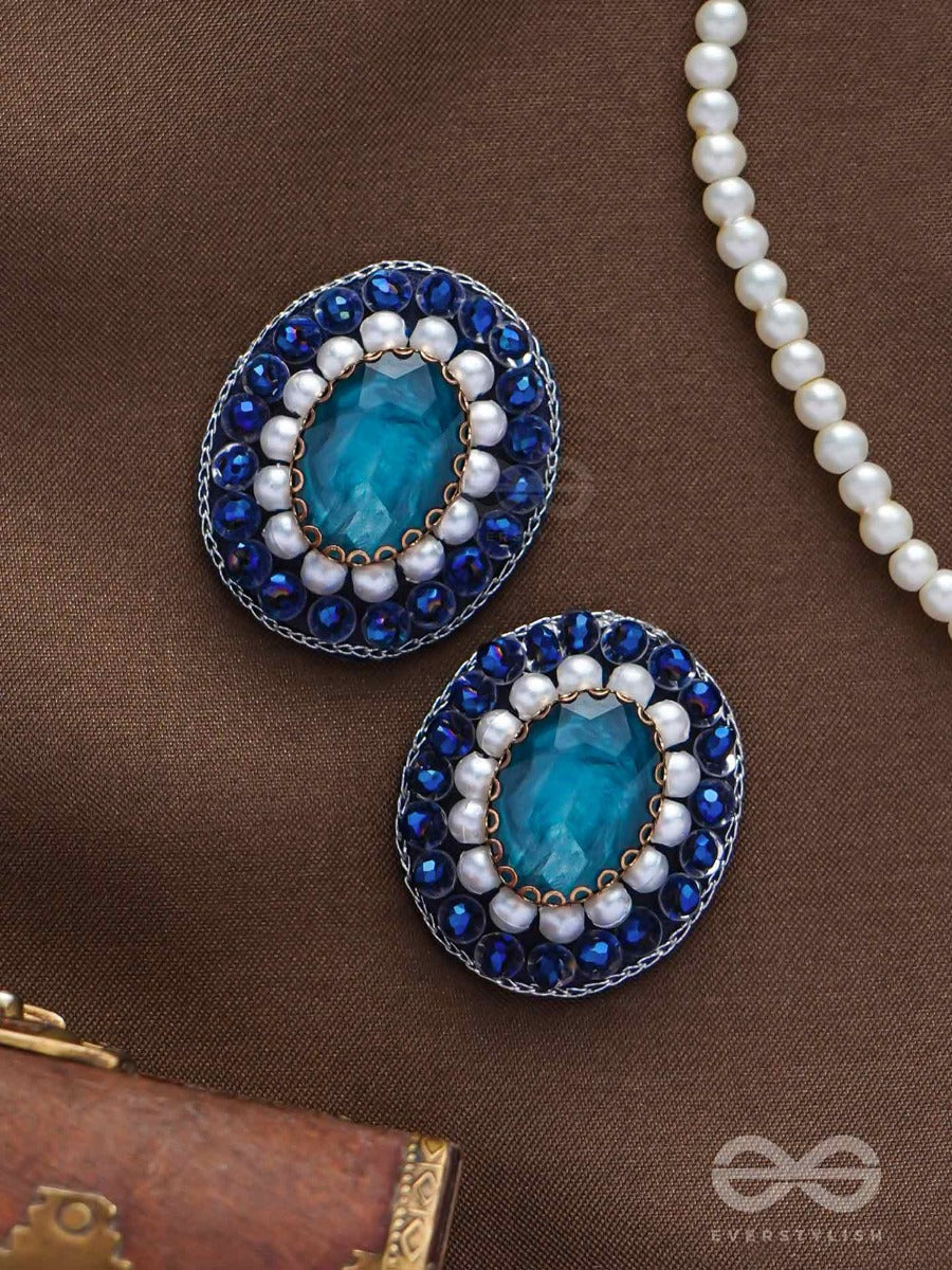 Amritara - The Eternal Essence - Stone, Pearls And Sequins Embroidered Earrings