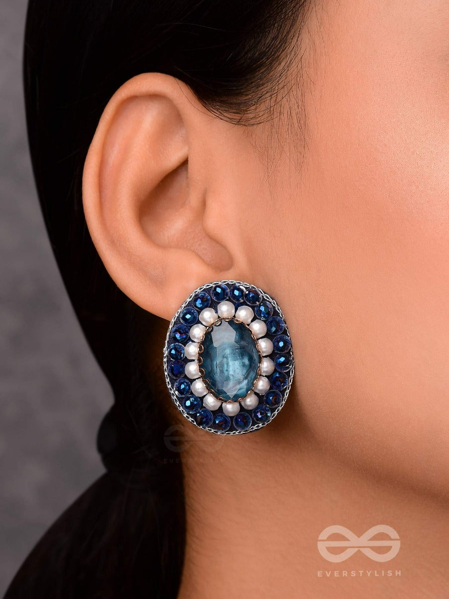 Amritara - The Eternal Essence - Stone, Pearls And Sequins Embroidered Earrings