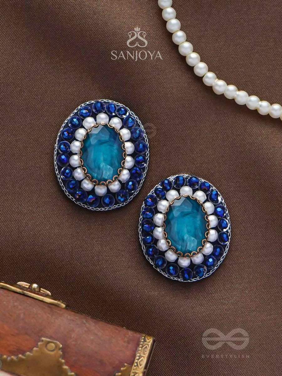 Amritara - The Eternal Essence - Stone, Pearls And Sequins Embroidered Earrings