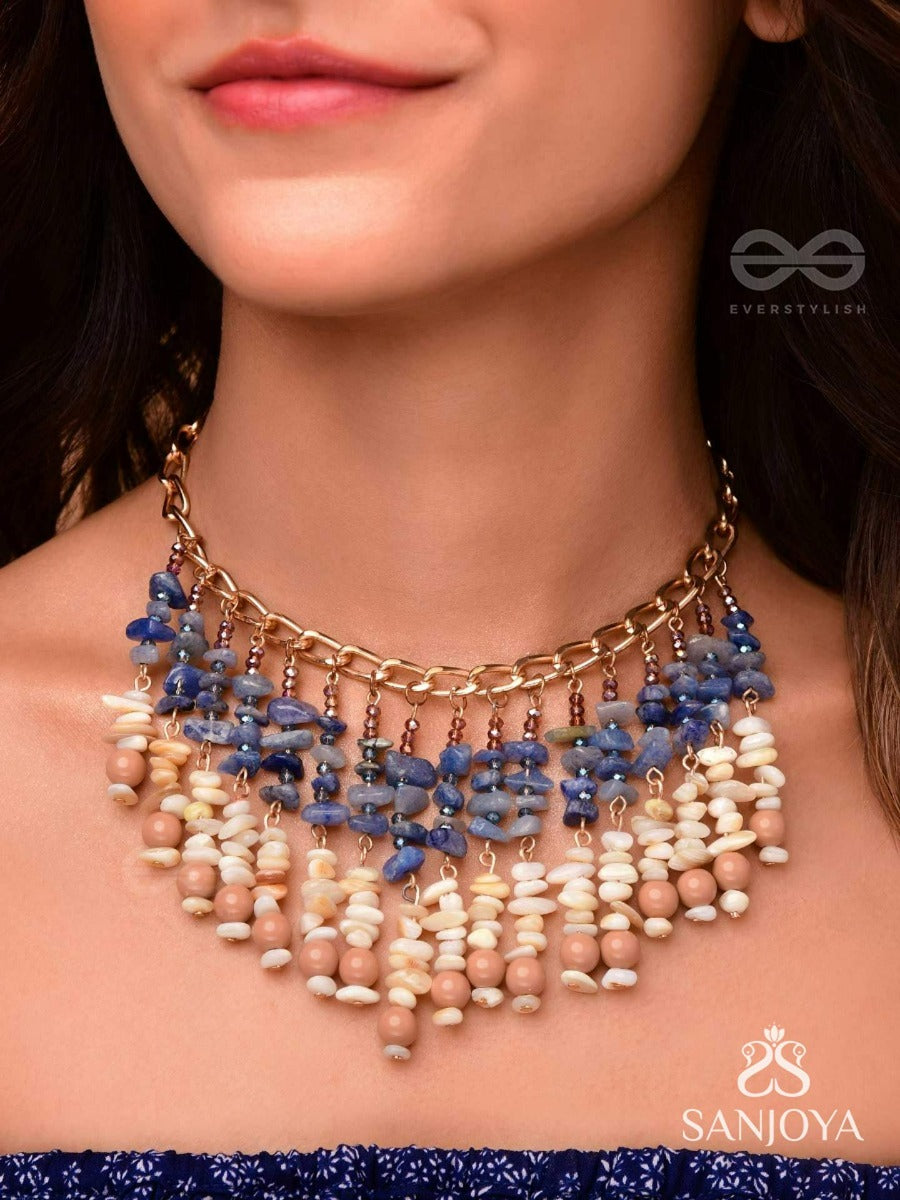 Pyaana - Dive Into Delights - Golden Embellished Statement Neckpiece With Anti-Tarnish Coating