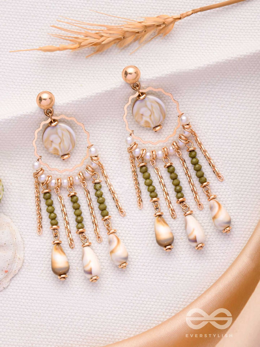 Seashore Fern Fringe- Golden Drop Sandstone Earrings