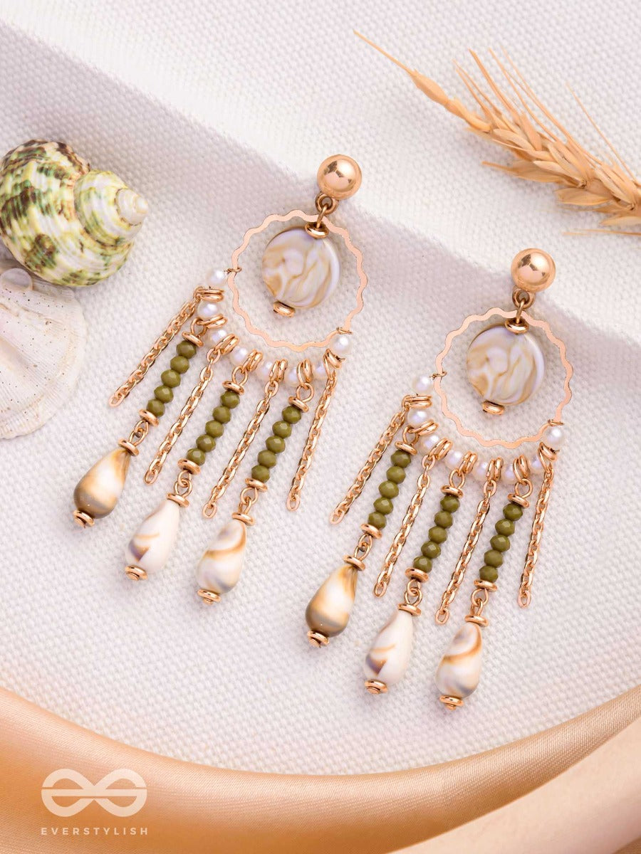 Seashore Fern Fringe- Golden Drop Sandstone Earrings