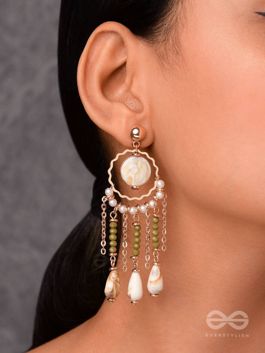 Seashore Fern Fringe- Golden Drop Sandstone Earrings