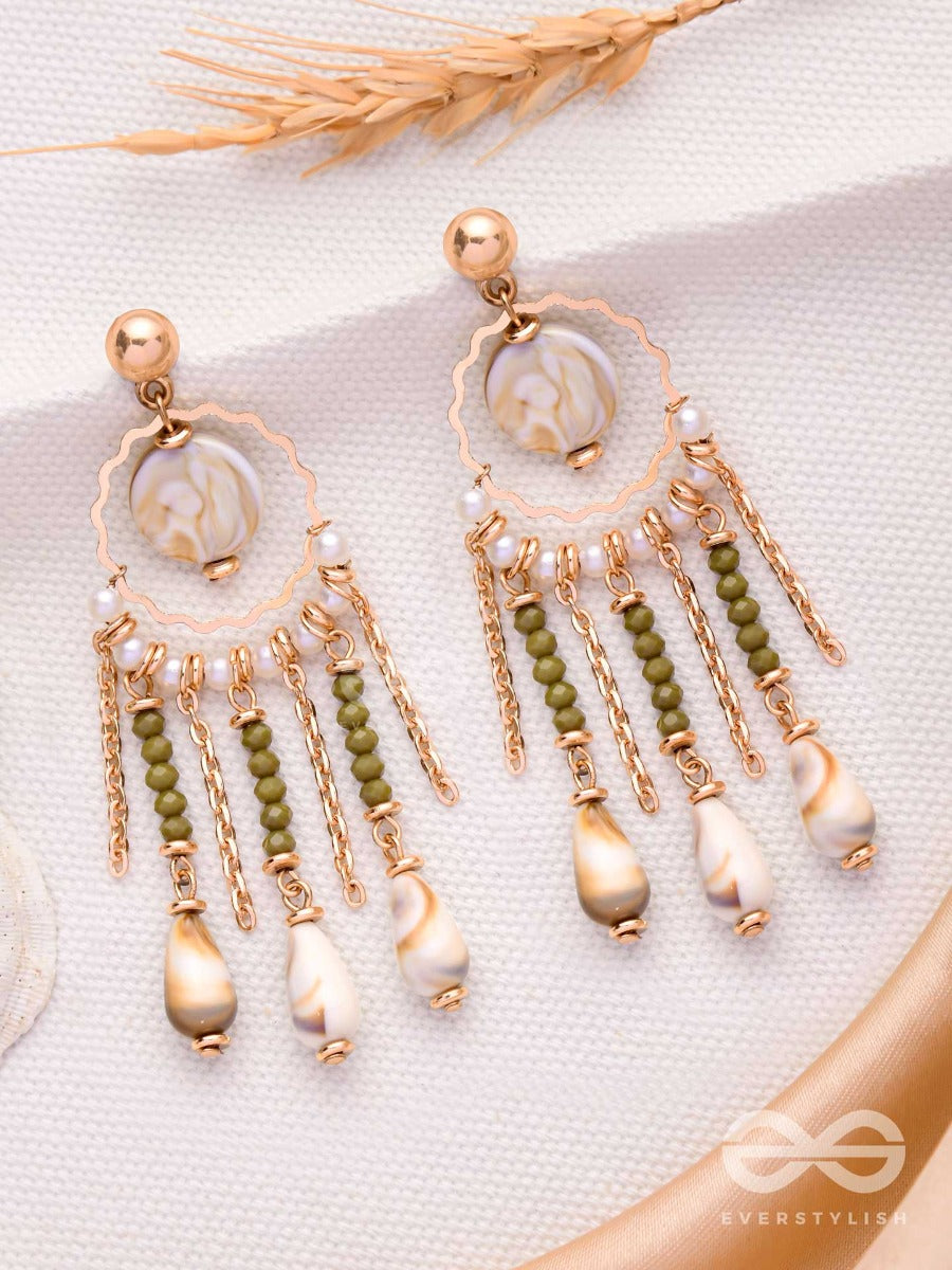 Seashore Fern Fringe- Golden Drop Sandstone Earrings