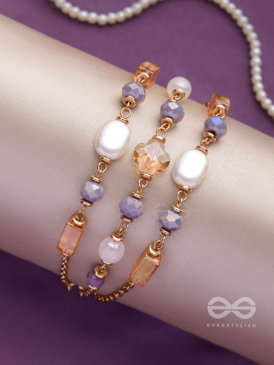 The Glimmering Lavenders - Elegant Multilayered Bracelet