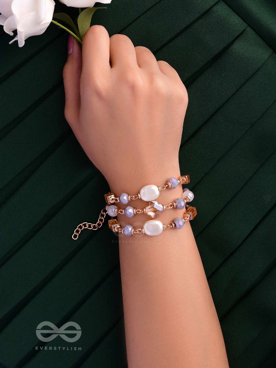 The Glimmering Lavenders - Elegant Multilayered Bracelet