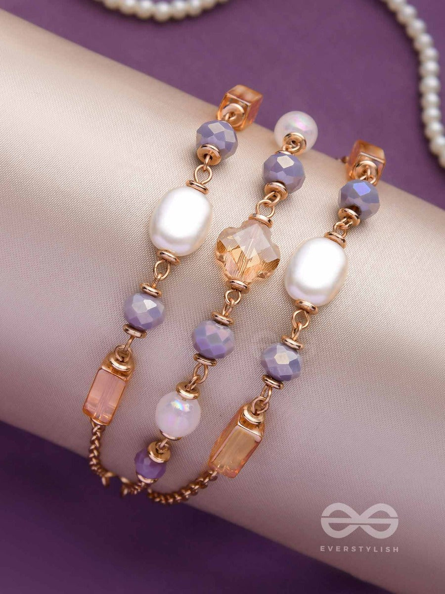 The Glimmering Lavenders - Elegant Multilayered Bracelet