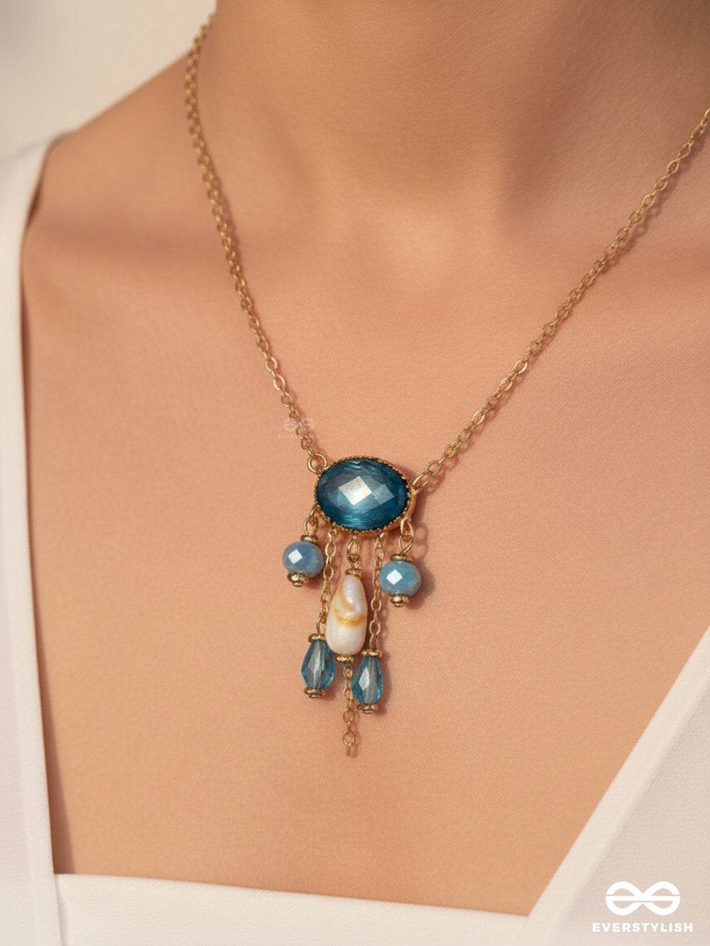 Sky Line Coast - Blue Casual Sandstone Neckpiece With Anti-Tarnish Coating