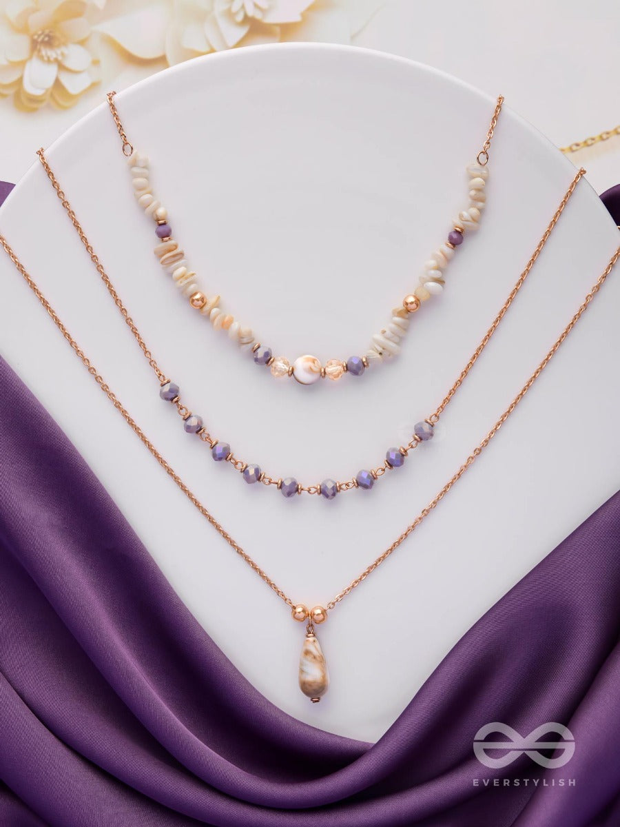 The Lavender Meadows- Casual Multilayered Sandstone Neckpiece With Anti-Tarnish Coating