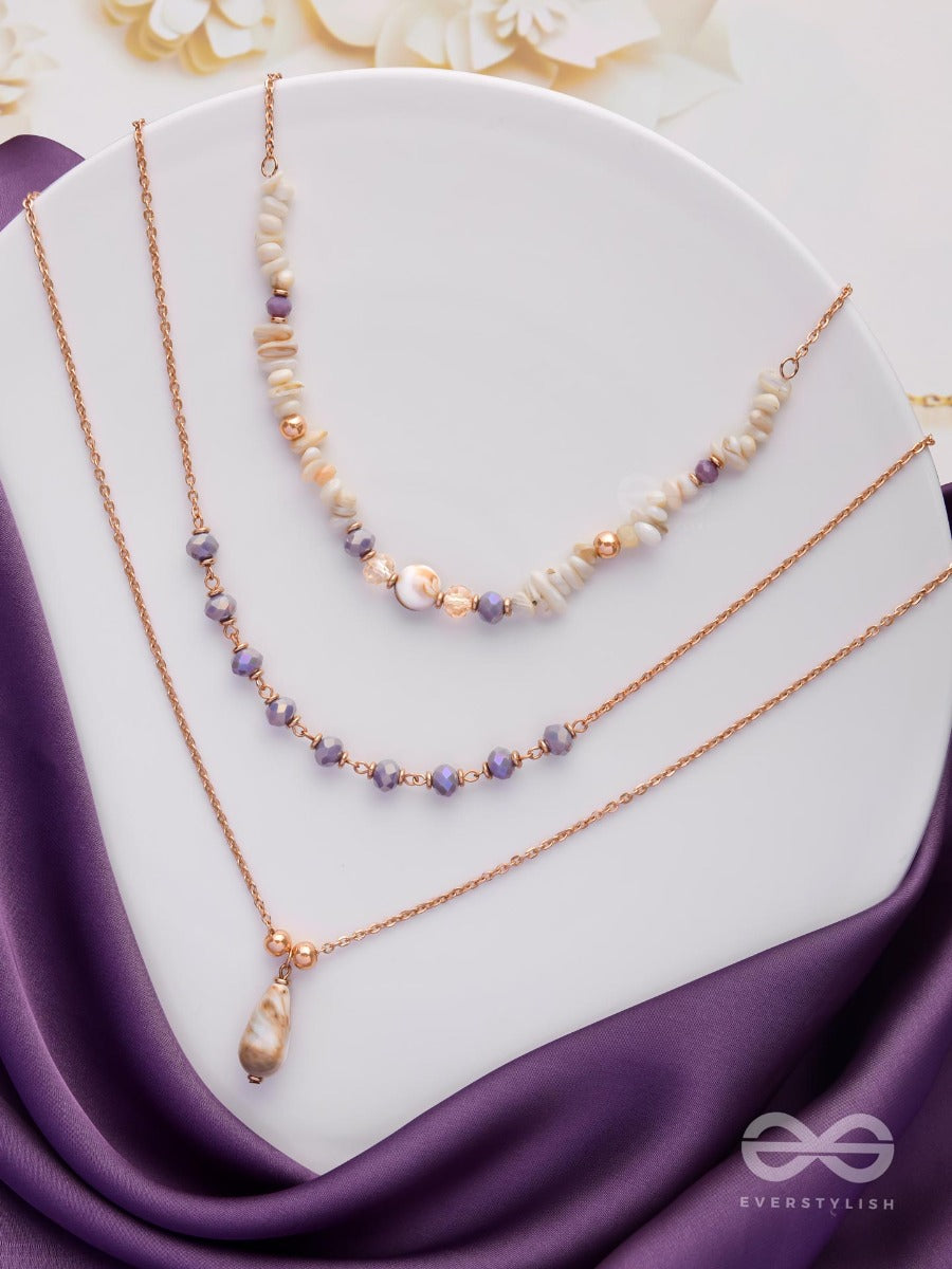 The Lavender Meadows- Casual Multilayered Sandstone Neckpiece With Anti-Tarnish Coating