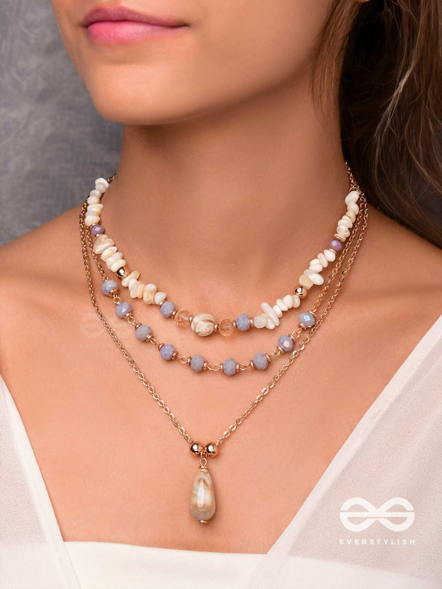 The Lavender Meadows- Casual Multilayered Sandstone Neckpiece With Anti-Tarnish Coating