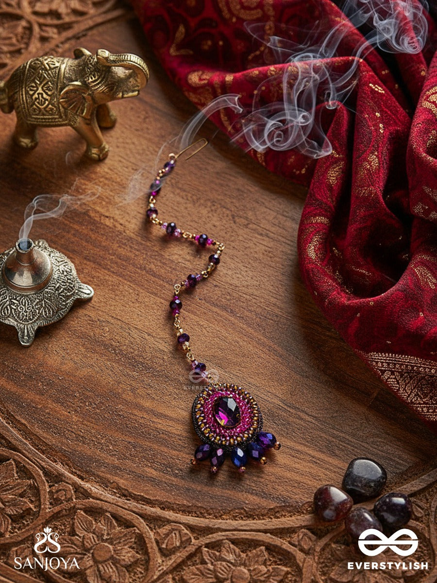 Tamasvini - The Starry Night - Stone, Cutdana And Beads Embroidered Maangtika