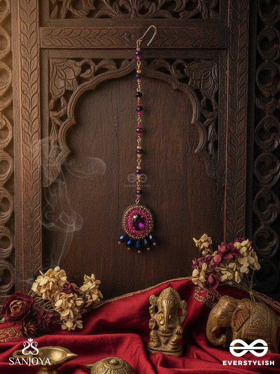 Tamasvini - The Starry Night - Stone, Cutdana And Beads Embroidered Maangtika