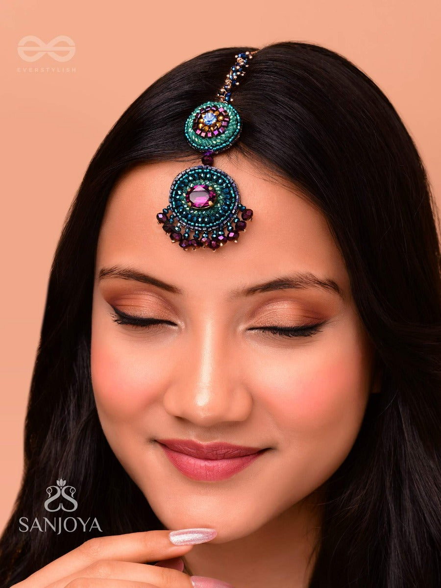 Prishni - The Starry Sky - Stones And Beads Embroidered Maangtika