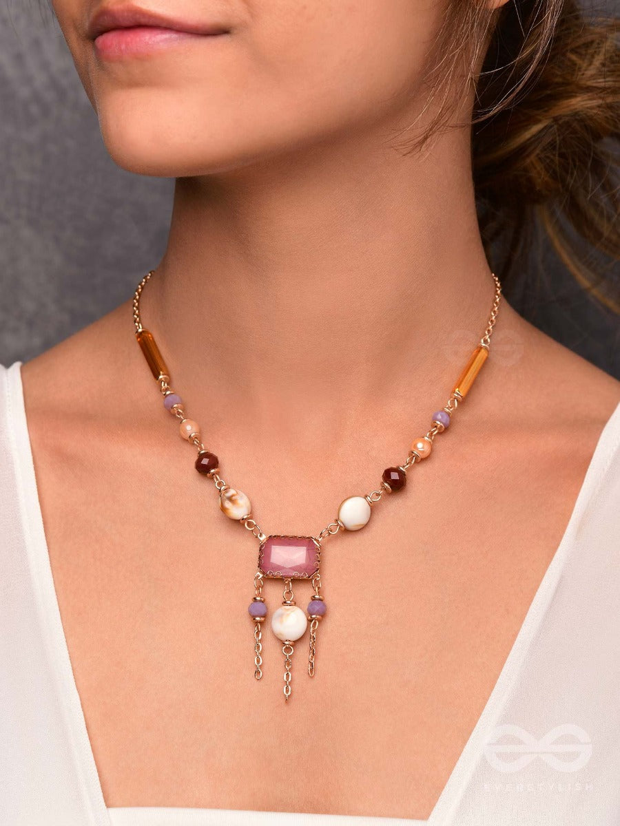 The Gem Carnivals- Multicolored Statement Sandstone Neckpiece With Anti-Tarnish Coating