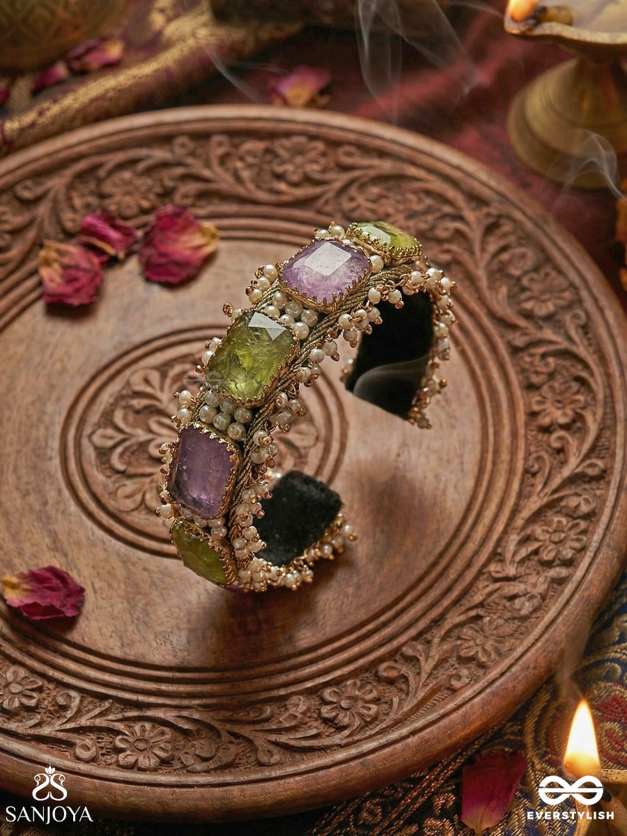 Antika - Finely Made - Stone And Beads Embroidered Bangles (Set Of 2)