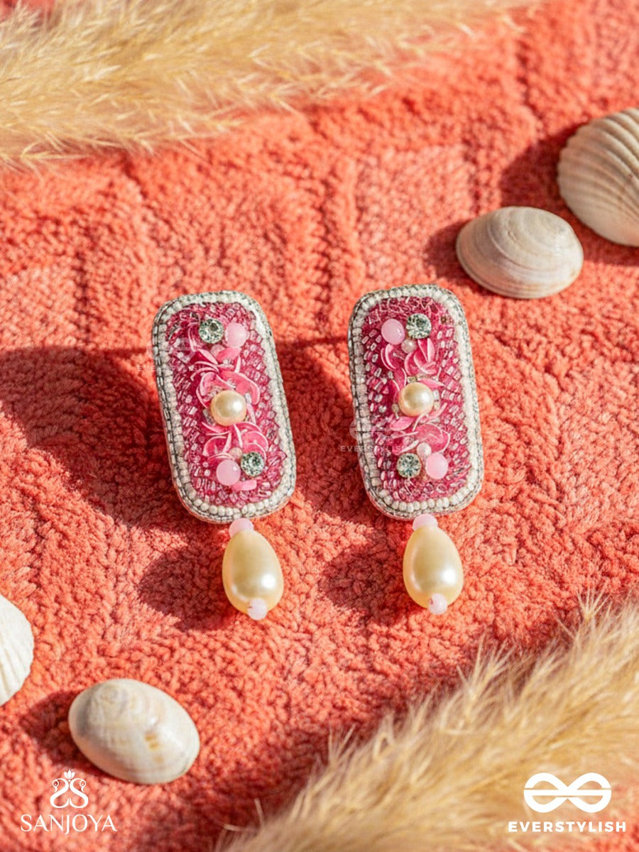 Varavarshini - Bestower Of Boons - Stone, Beads And Pearls Embroidered Earrings