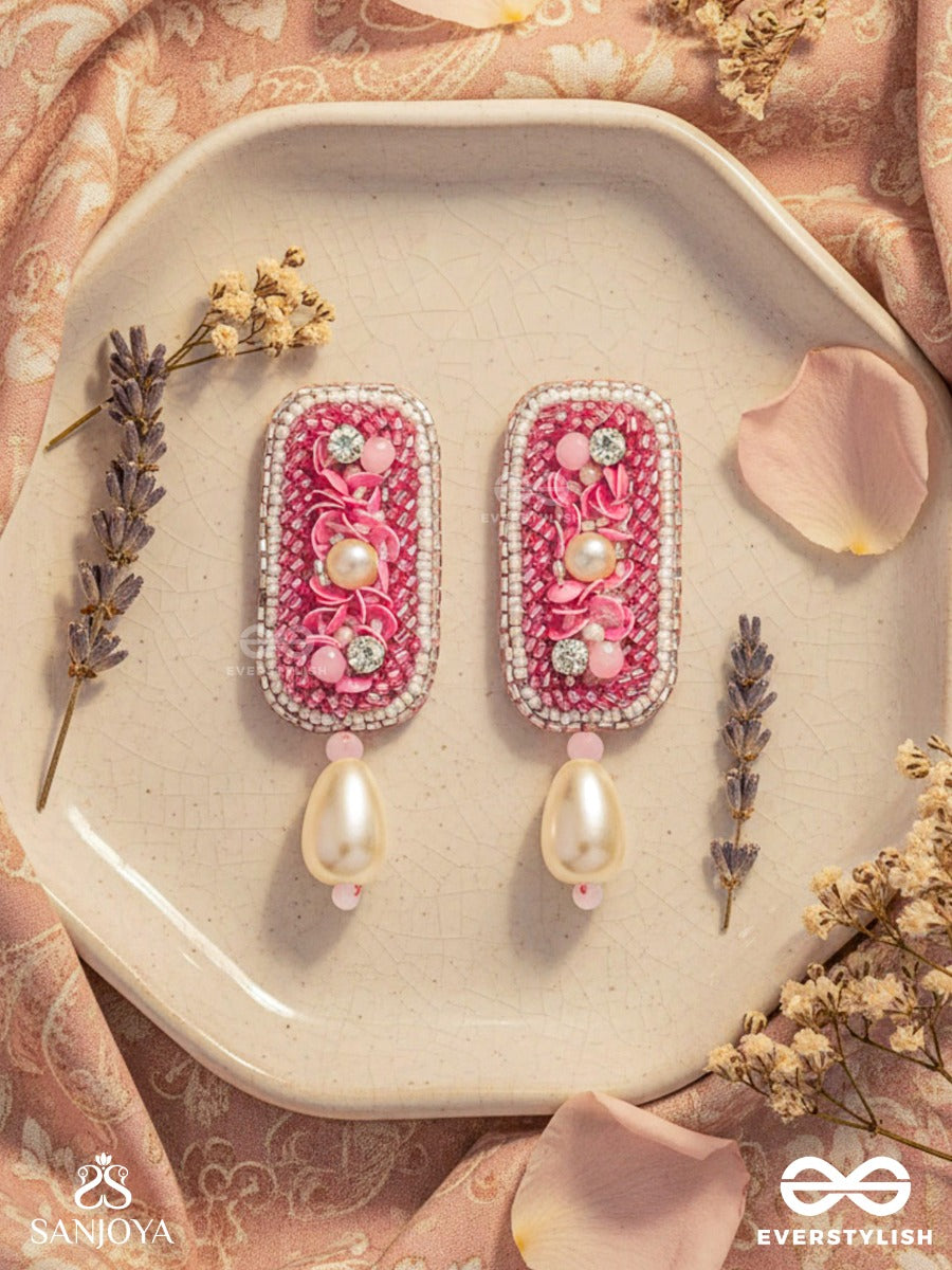 Varavarshini - Bestower Of Boons - Stone, Beads And Pearls Embroidered Earrings