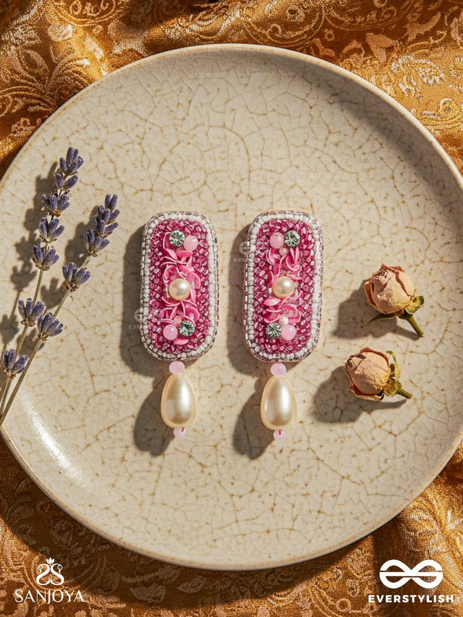 Varavarshini - Bestower Of Boons - Stone, Beads And Pearls Embroidered Earrings