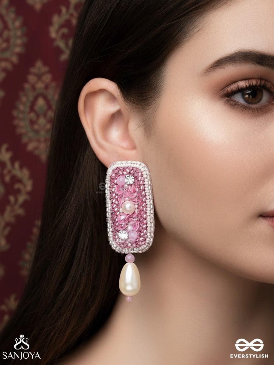Varavarshini - Bestower Of Boons - Stone, Beads And Pearls Embroidered Earrings