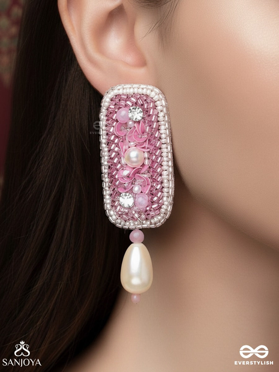 Varavarshini - Bestower Of Boons - Stone, Beads And Pearls Embroidered Earrings