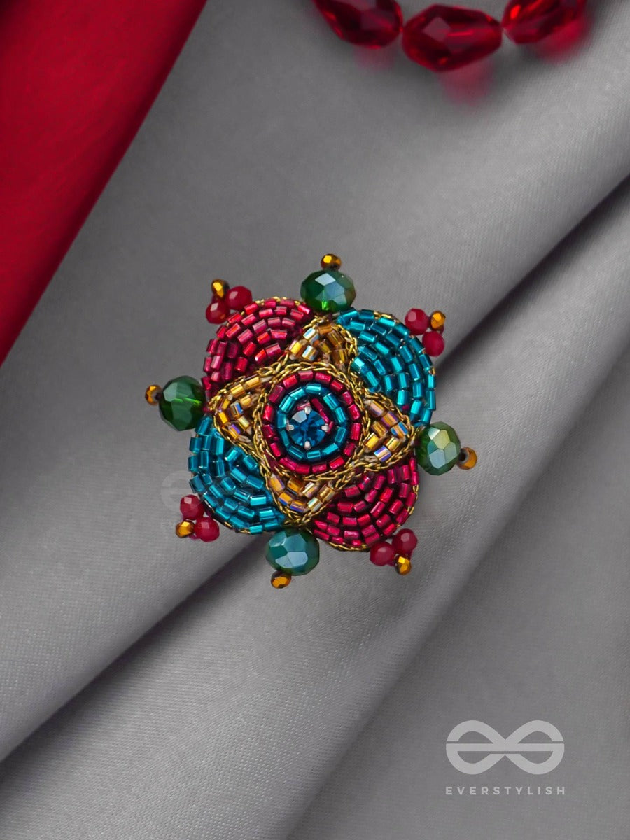 Vilasata - The Radiant Charm - Beads And Cutdana Hand Embroidered Ring