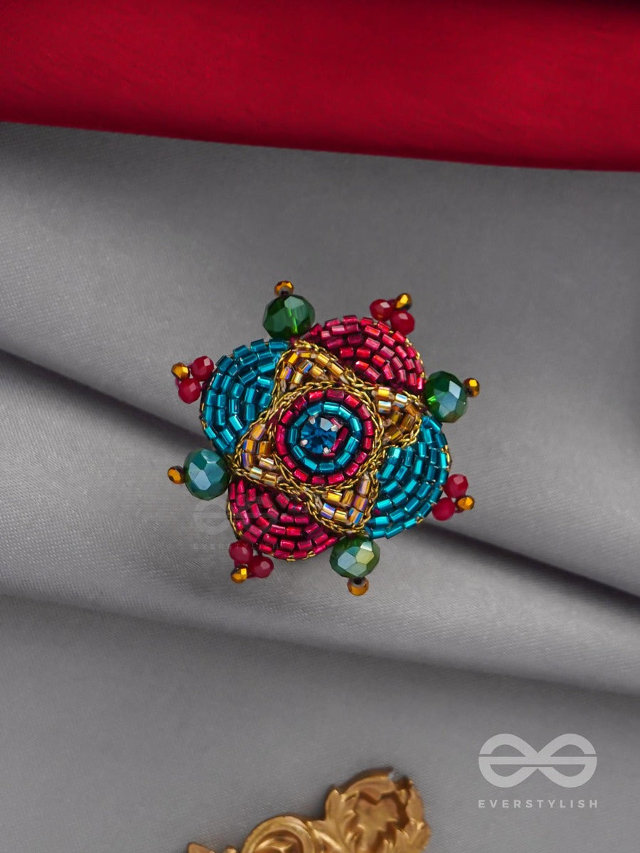 Vilasata - The Radiant Charm - Beads And Cutdana Hand Embroidered Ring