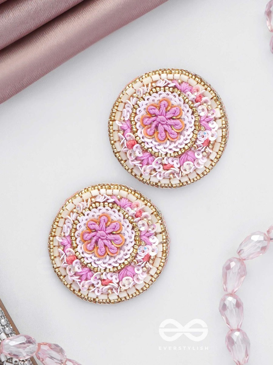Pushpita - Floral Radiance - Sequins And Cutdana Embroidered Stud Earrings