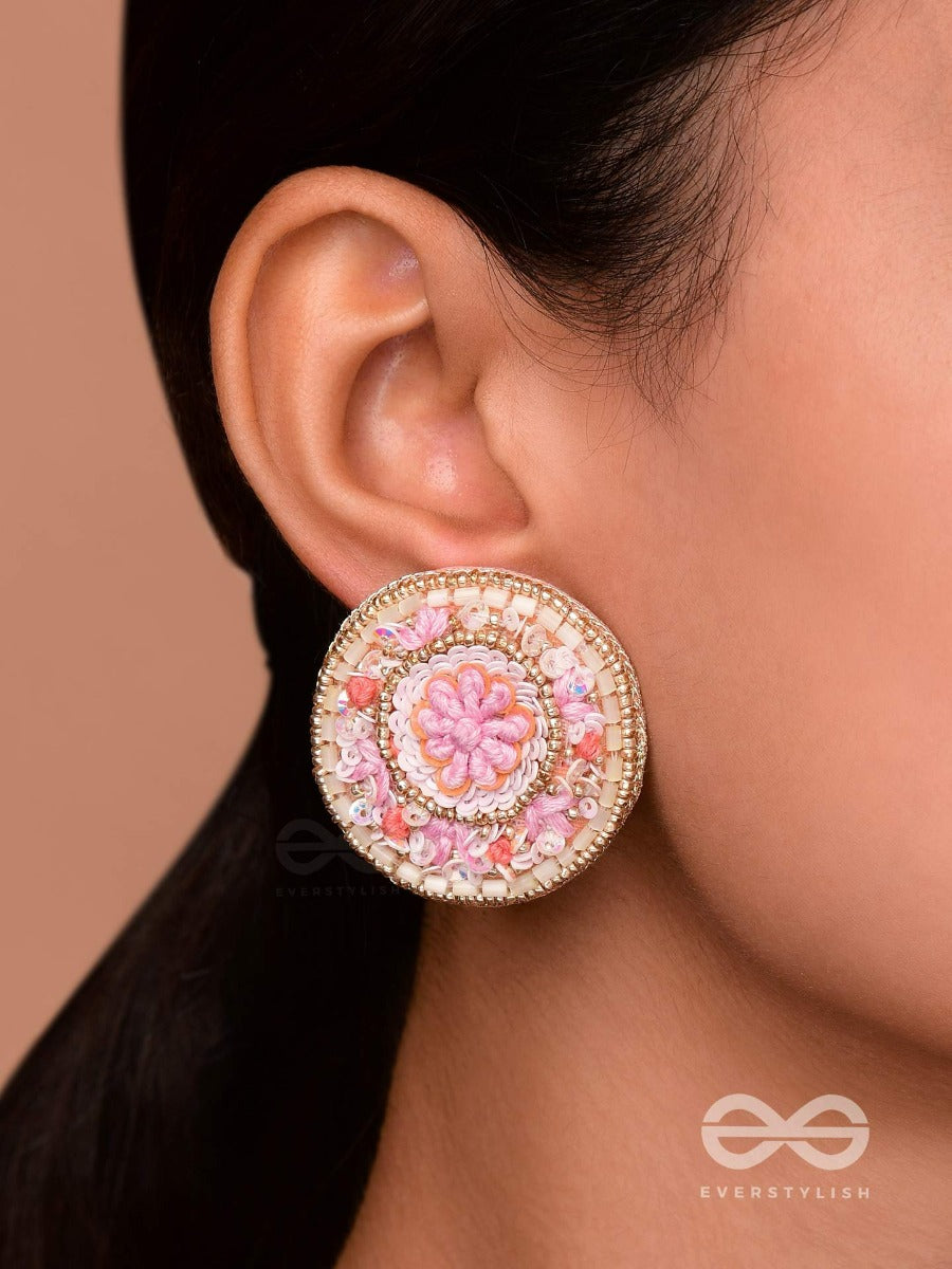 Pushpita - Floral Radiance - Sequins And Cutdana Embroidered Stud Earrings