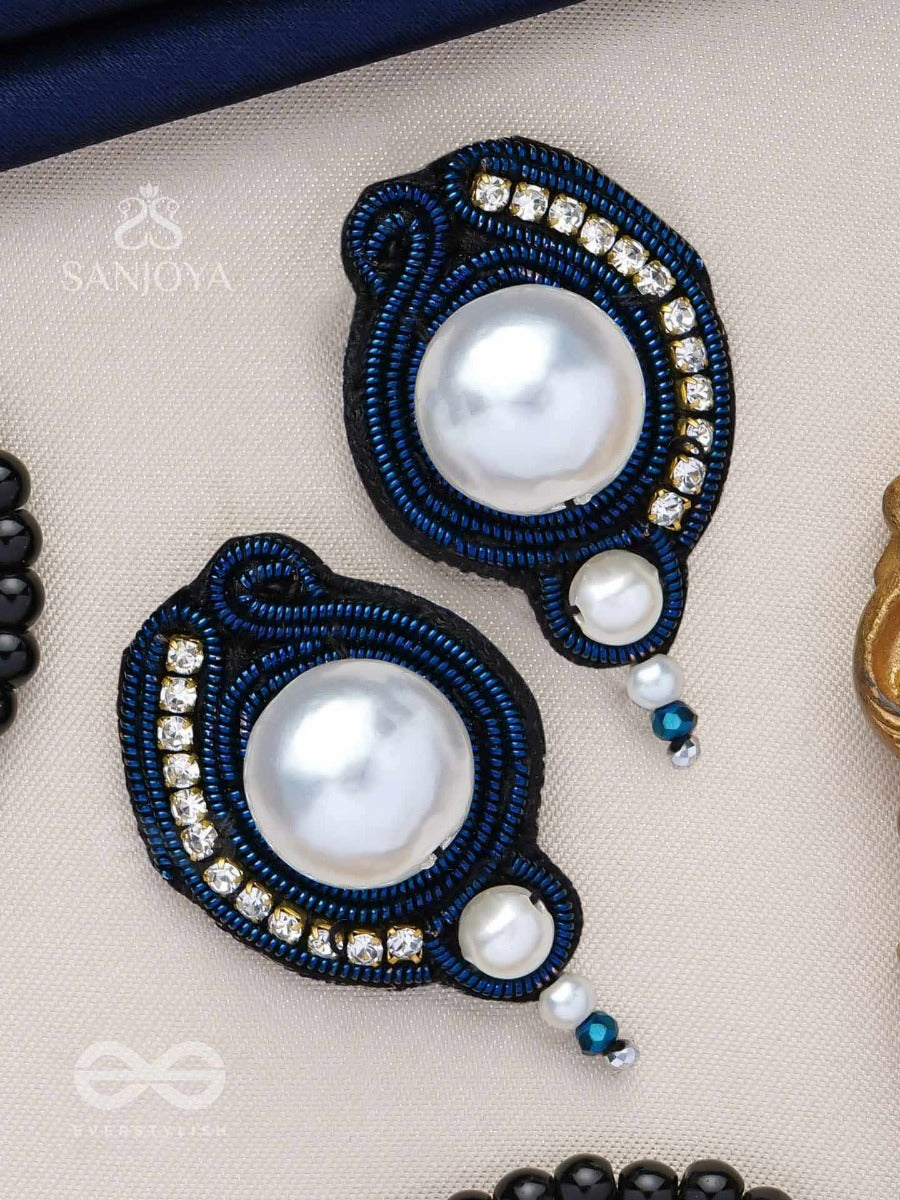 Maniprakasa - The Pearl Illumination - Beads And Pearls Embroidered Stud Earrings