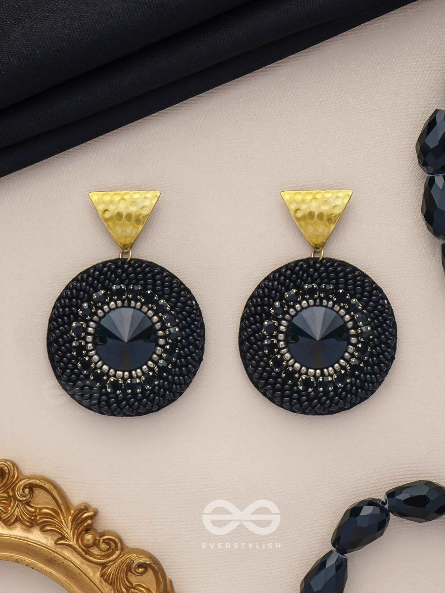 Ratnaratri - Gem Studded Night - Beads And Stone Embroidered Earrings