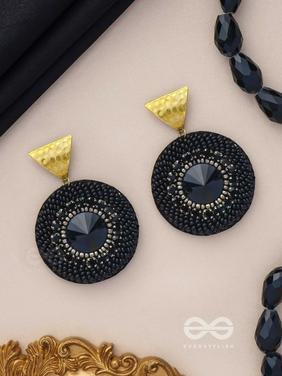 Ratnaratri - Gem Studded Night - Beads And Stone Embroidered Earrings