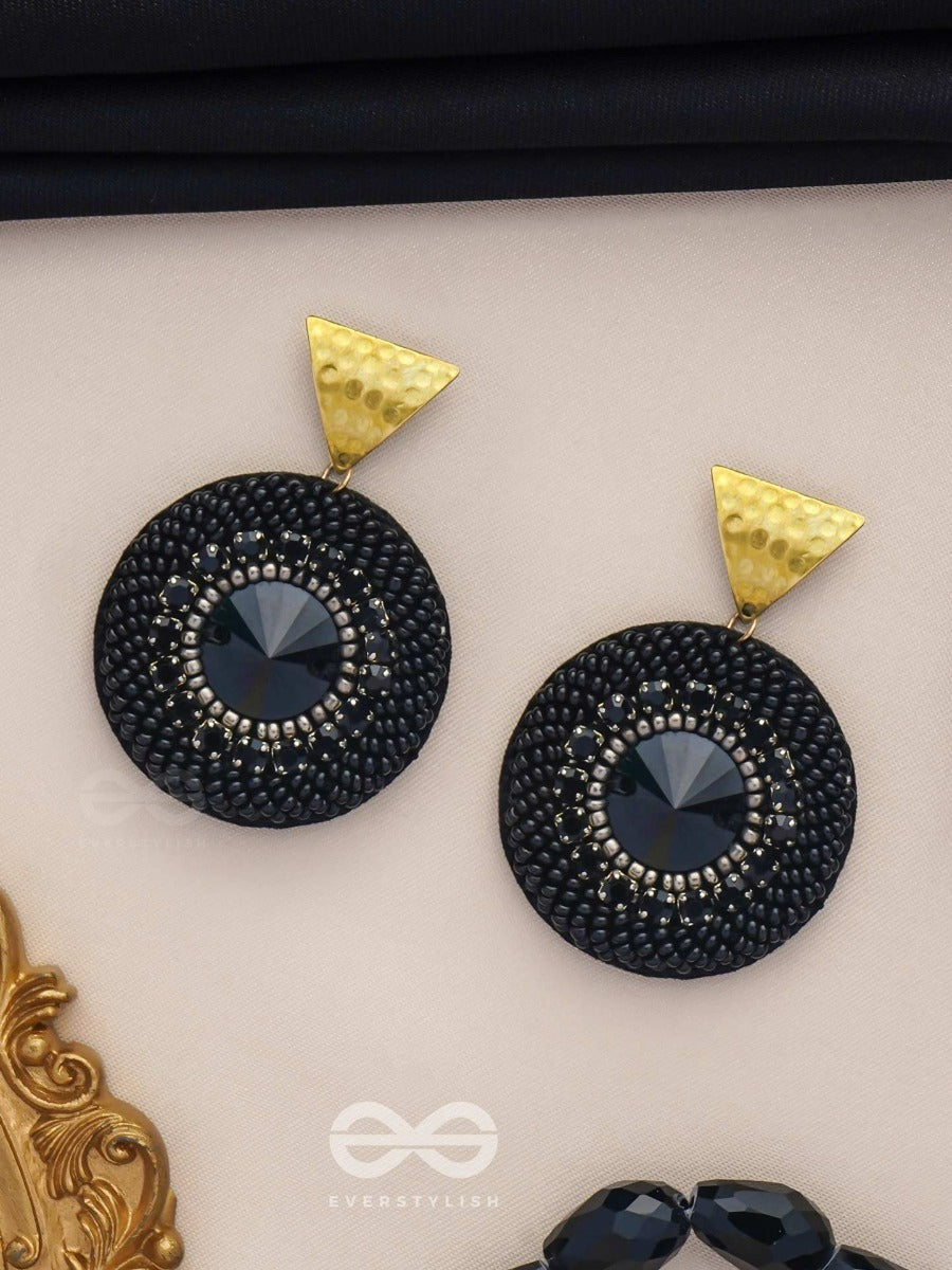 Ratnaratri - Gem Studded Night - Beads And Stone Embroidered Earrings